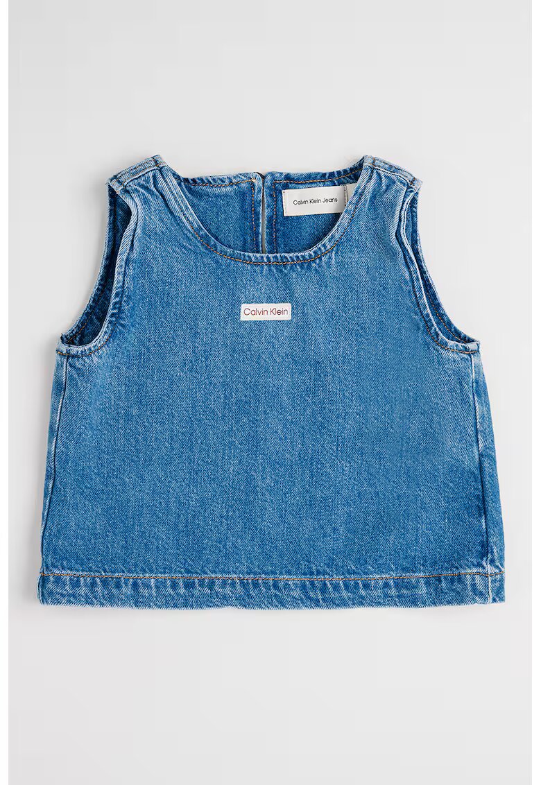 Calvin Klein Top din denim si amestec de lyocell - Albastru petrol