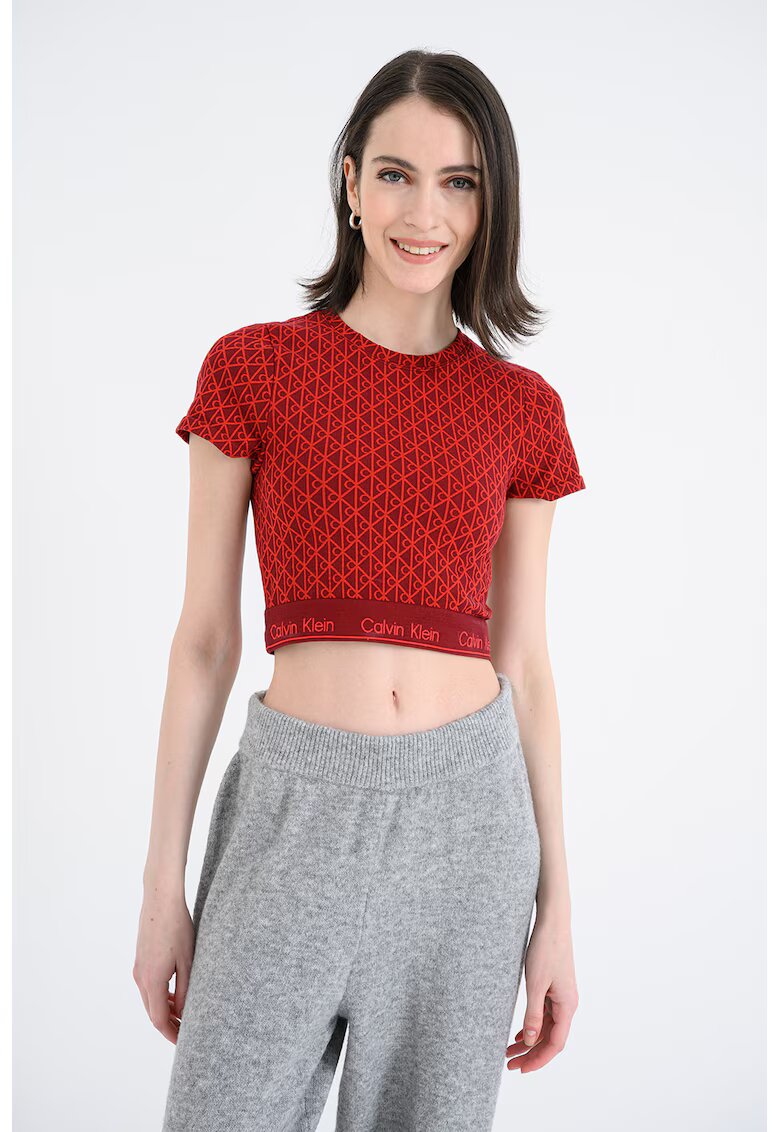 Calvin Klein Tricou crop cu imprimeu logo - Rosu