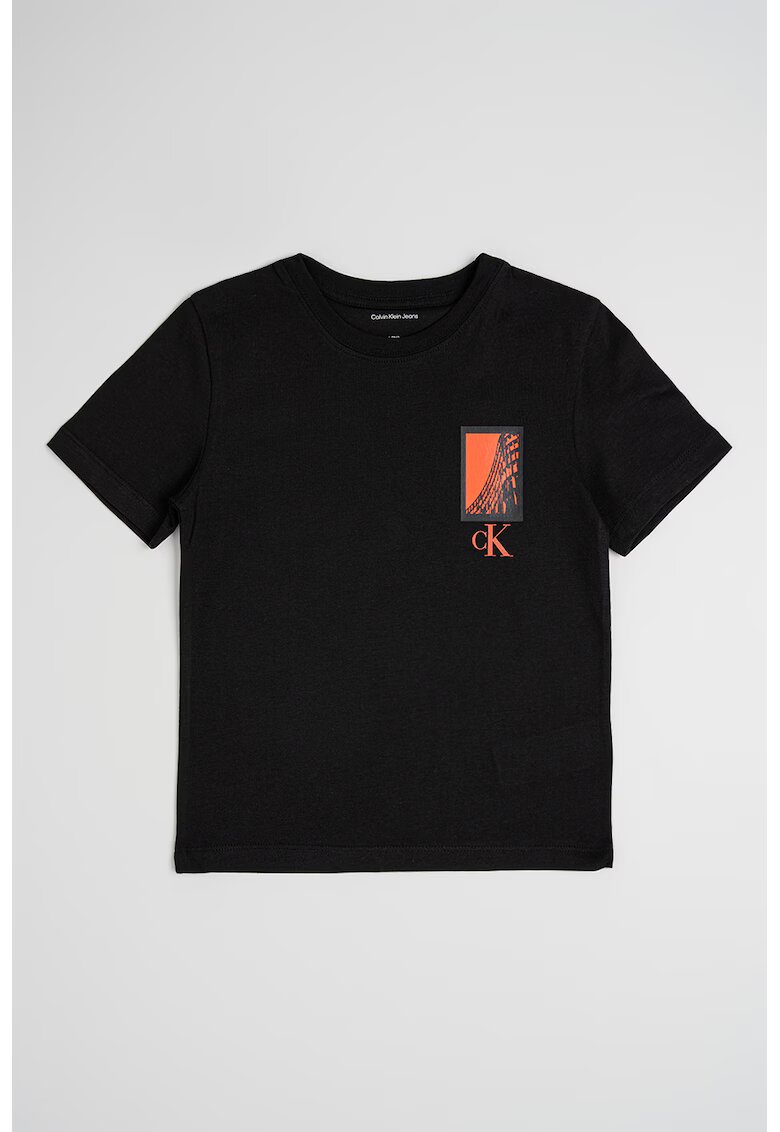 Calvin Klein Tricou cu imprimeu grafic si logo - Negru/Rosu stins