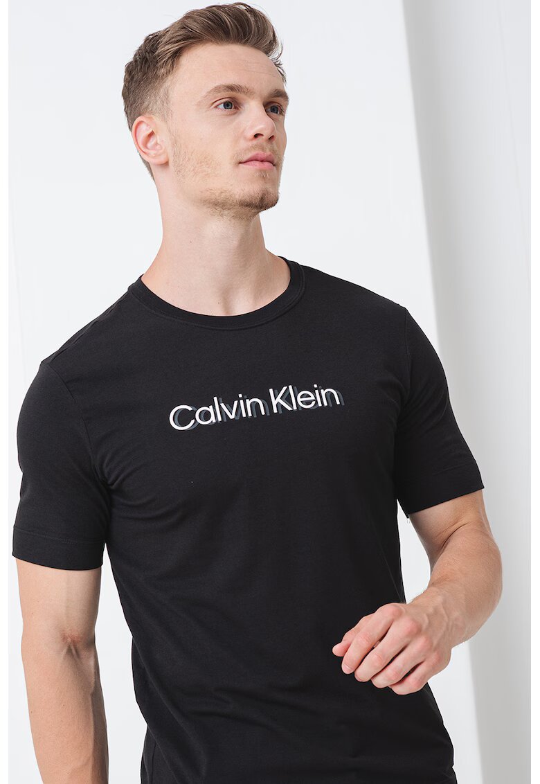 Calvin Klein Tricou cu logo pentru antrenament - Negru/Alb optic