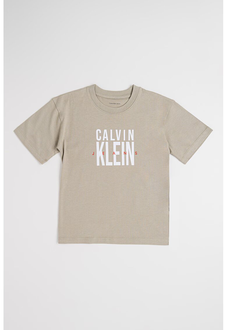 Calvin Klein Tricou de bumbac cu imprimeu logo - Verde pal