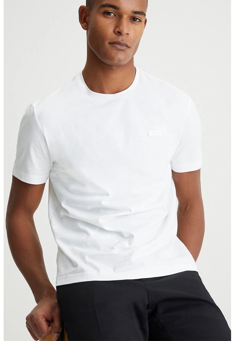 Calvin Klein Tricou de bumbac organic - Alb/Negru