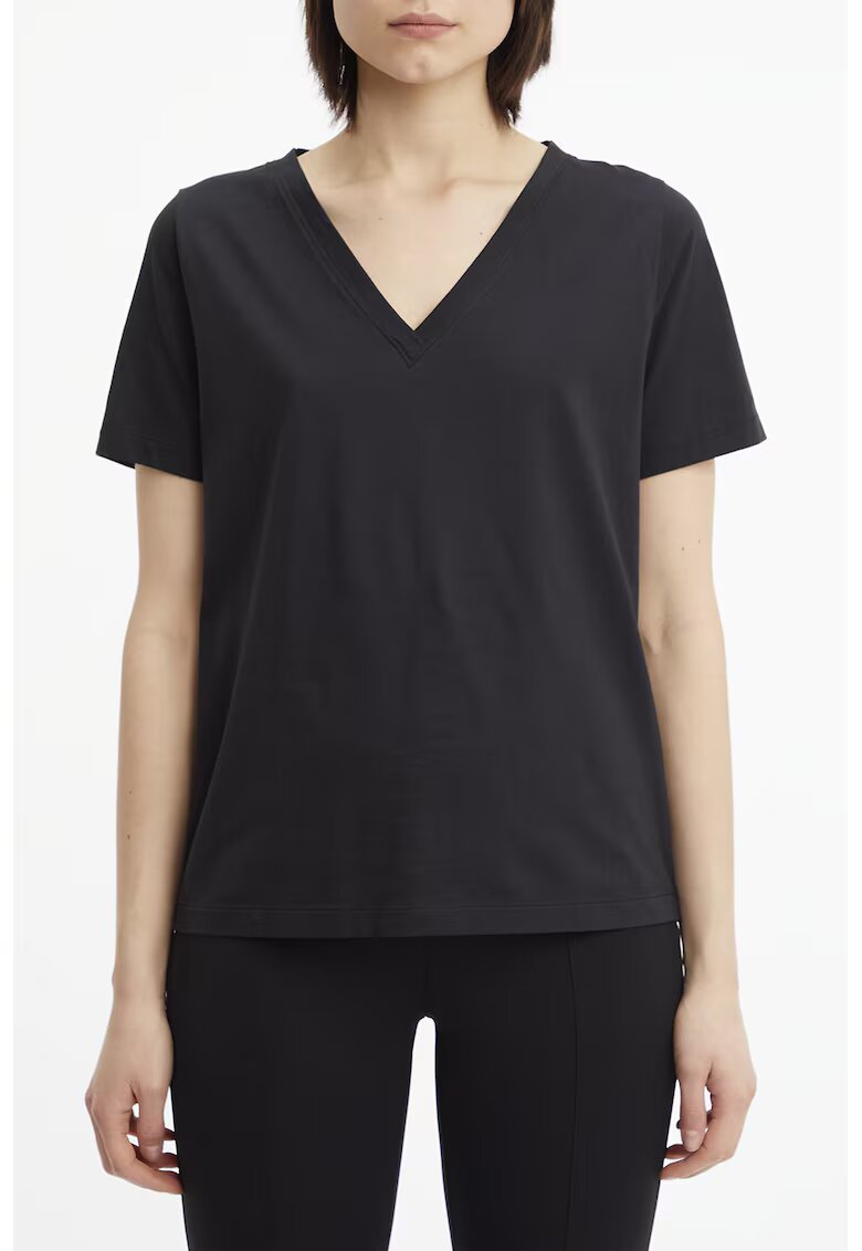 Calvin Klein Tricou din bumbac cu decolteu in V - Negru