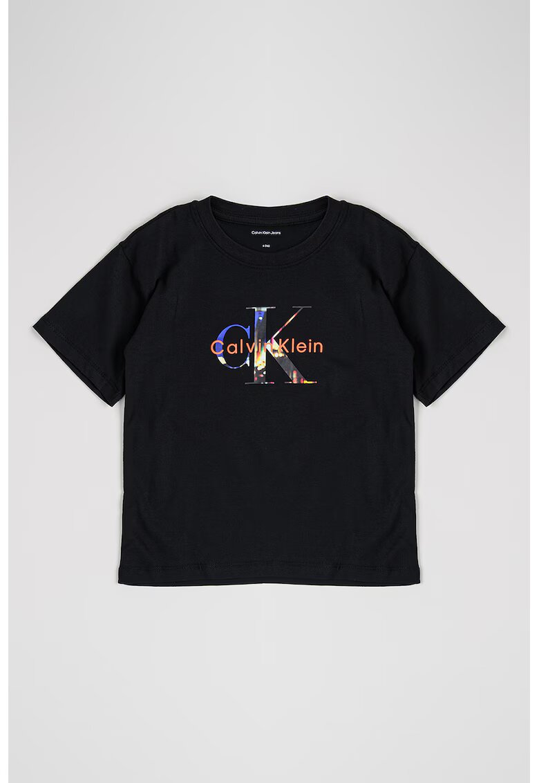 Calvin Klein Tricou din bumbac cu imprimeu logo - Negru/Galben