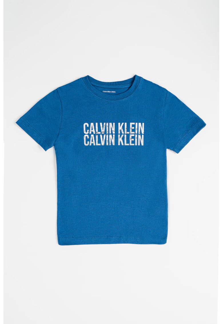 Calvin Klein Tricou din bumbac cu imprimeu logo - Verde/Albastru inchis