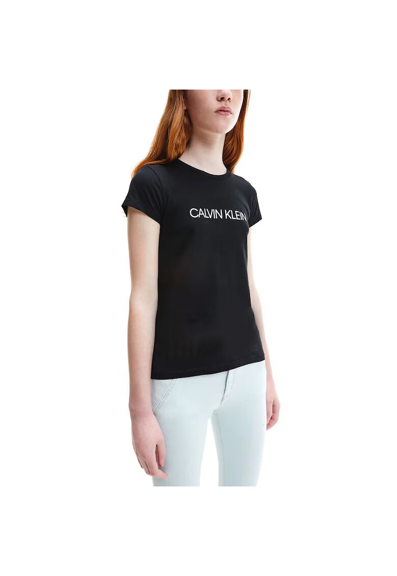 Calvin Klein Tricou fete - slim fit - cu logo - Bumbac - Negru - 4 ani
