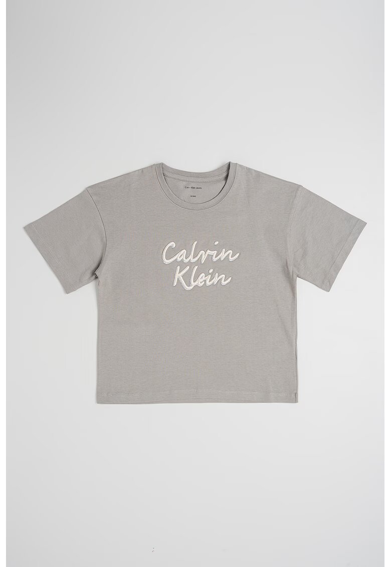 Calvin Klein Tricou la baza gatului si logo - Maro taupe