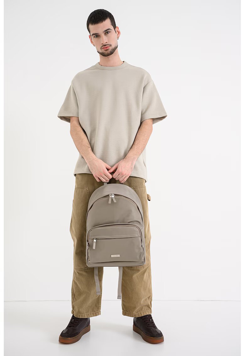 Calvin Klein Tricou lejer din amestec de modal - Bej inchis