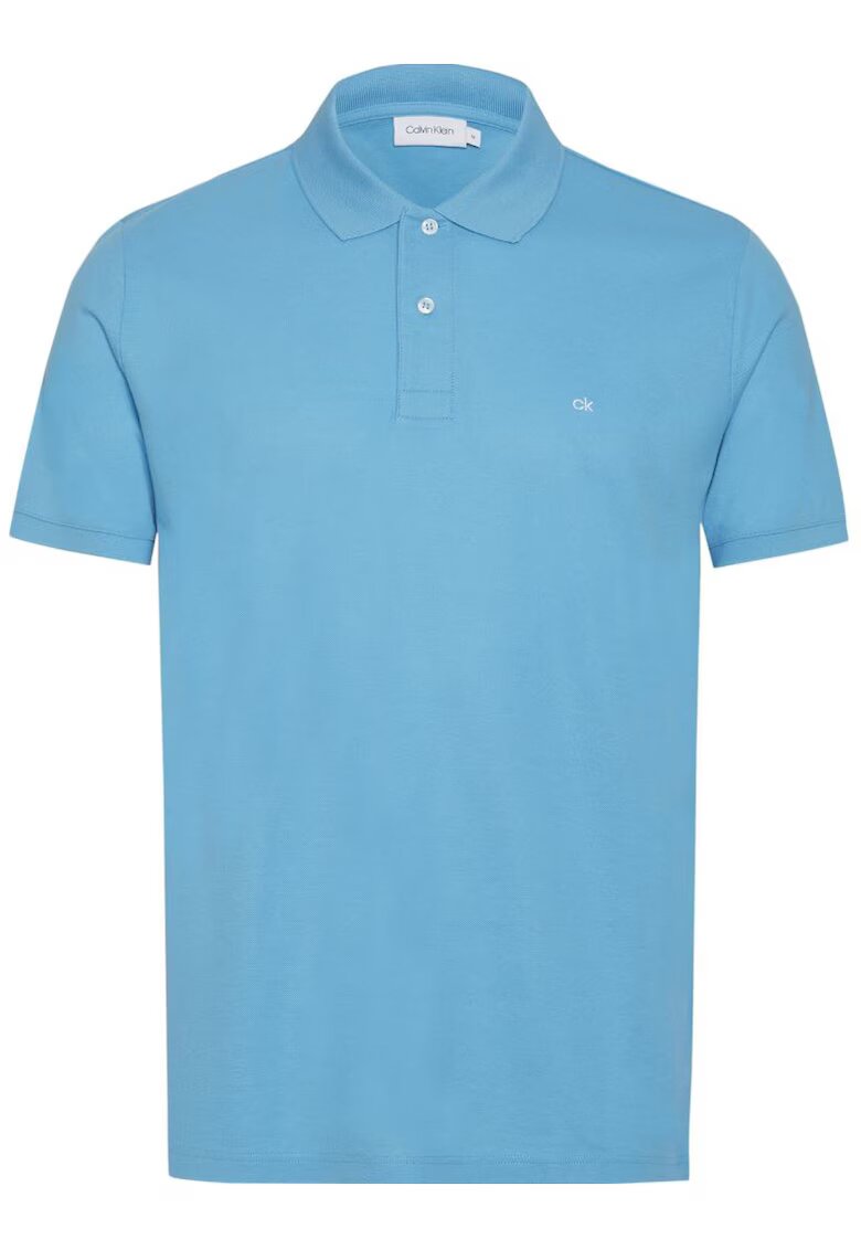 Calvin Klein Tricou pique cu guler polo - Albastru azur