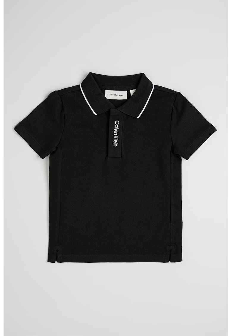 Calvin Klein Tricou polo cu logo brodat - Negru/Alb optic