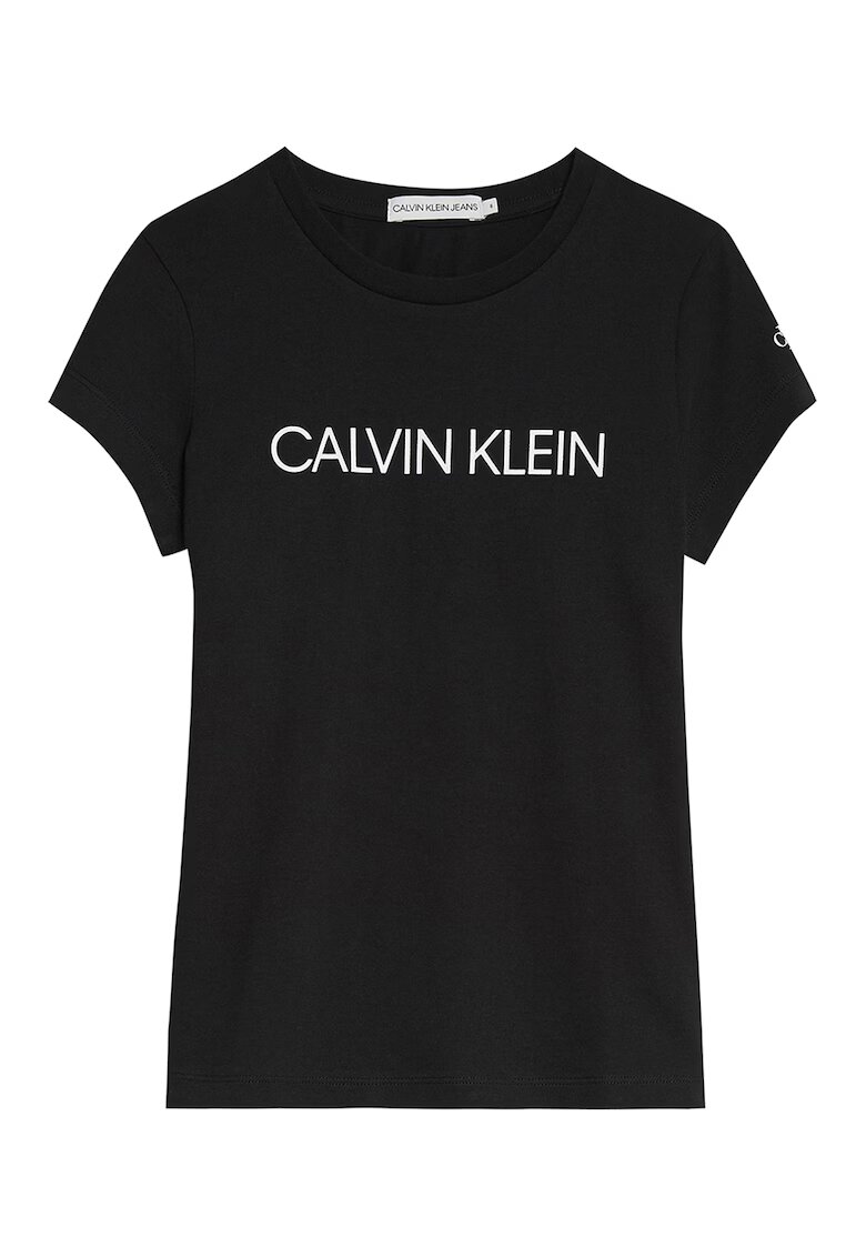 Calvin Klein Tricou slim fit de bumbac organic - Alb/Negru