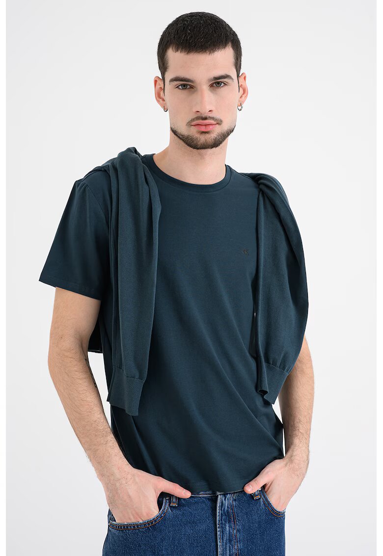Calvin Klein Tricou uni cu decolteu la baza gatului - Verde inchis