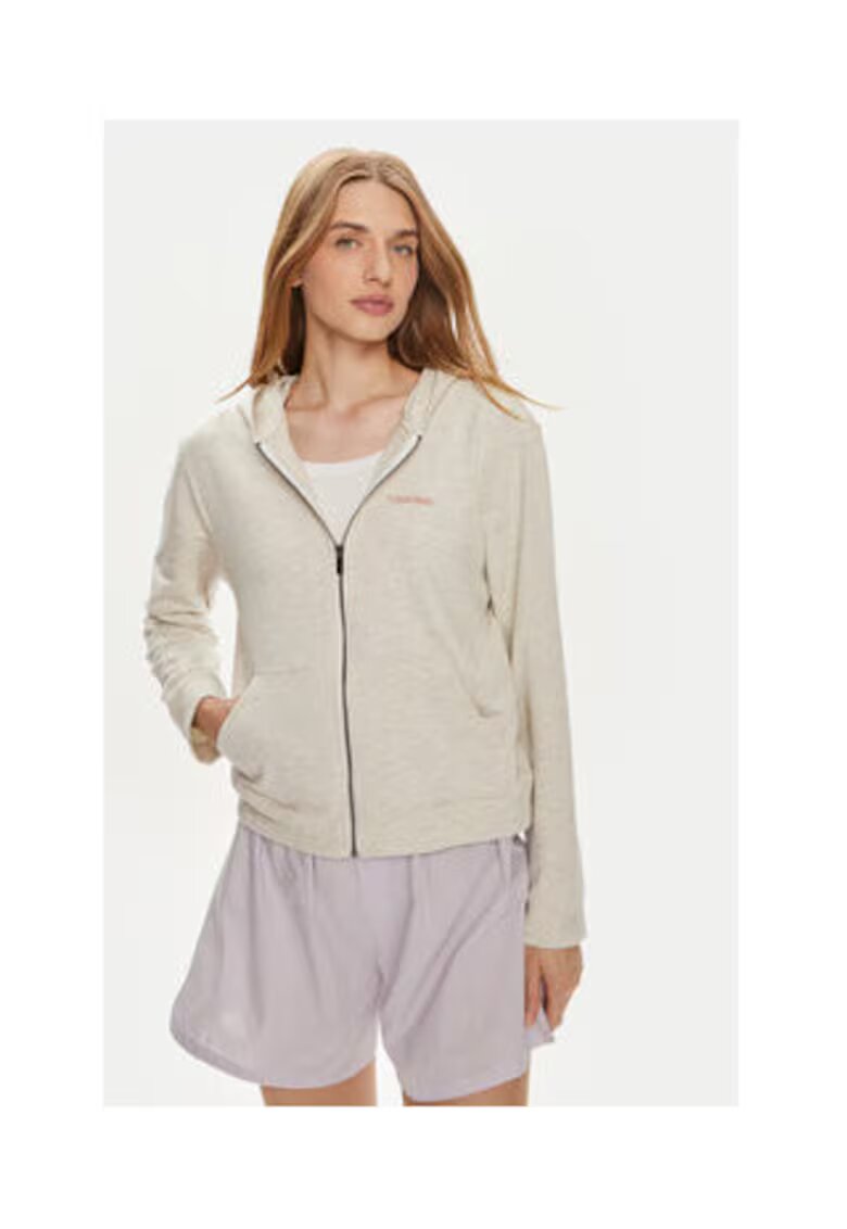 Calvin Klein Underwear Hanorac dama - Ecru - bumbac/poliester reciclat/elastan - Ecru