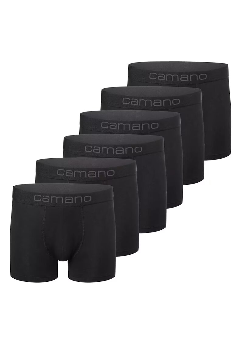 Camano Set de boxeri cu banda logo in talie - 6 perechi - Negru