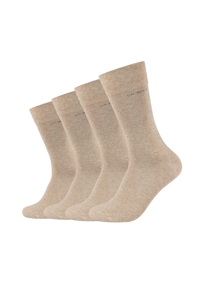 Camano Set de sosete lungi unisex - 4 perechi - Maro nisip