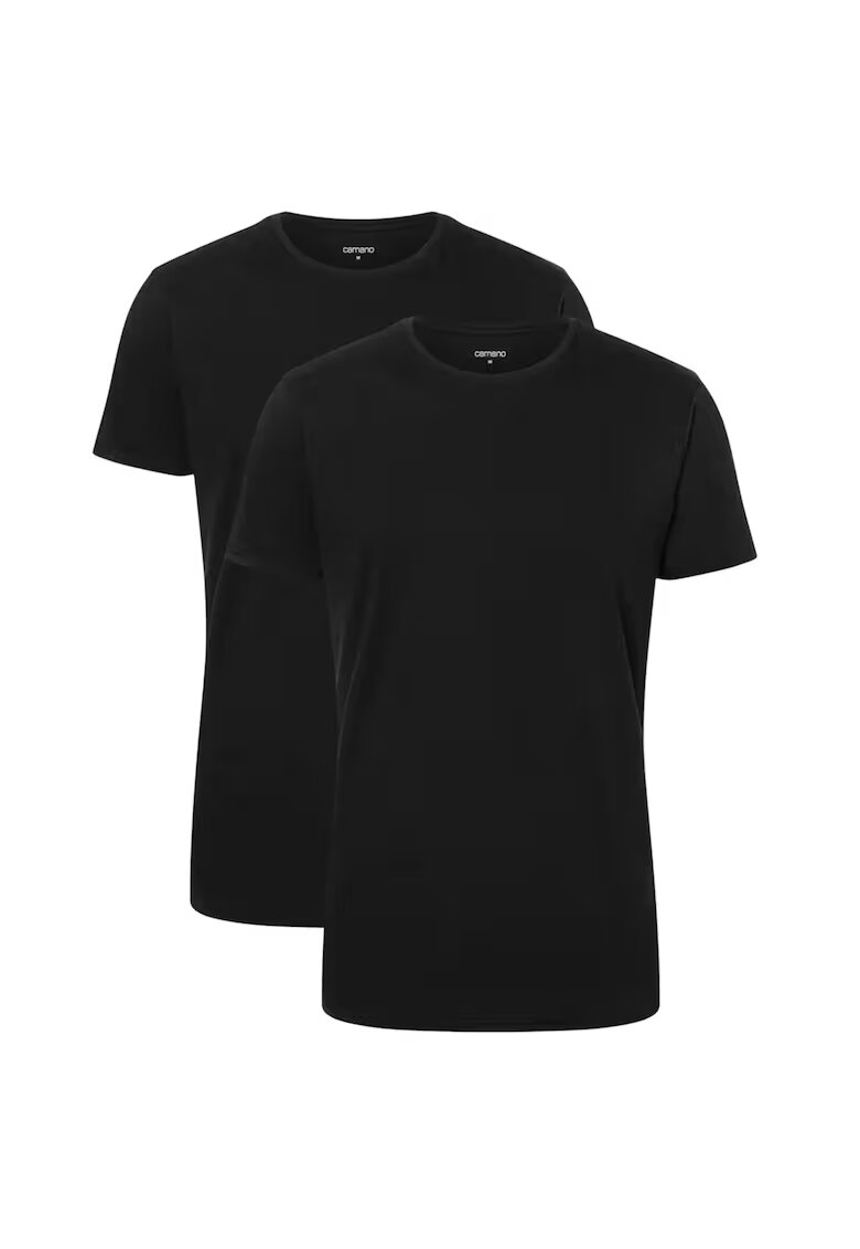 Camano Tricou de bumbac cu decolteu la baza gatului - Negru
