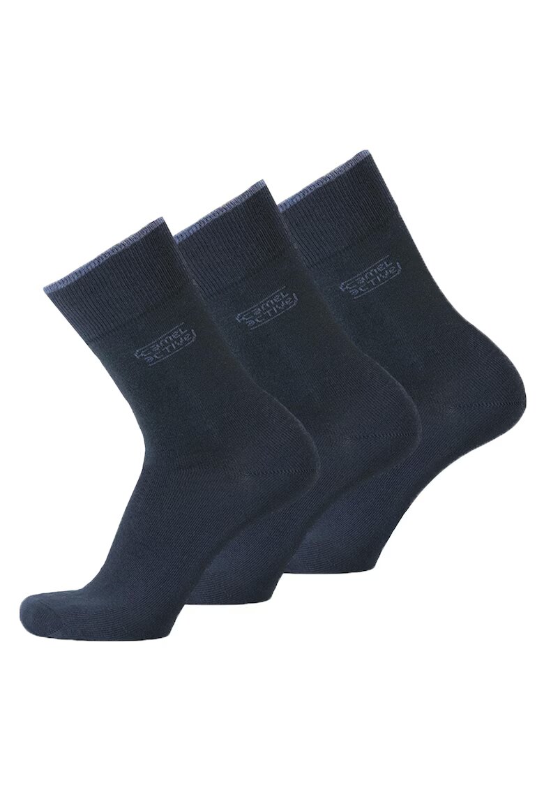 Camel Active Set de sosete lungi din amestec de bumbac organic - 3 perechi - Albastru inchis