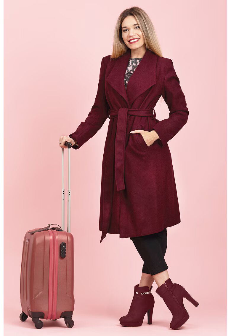 CAMISSI Palton uni cu buzunare oblice - Violet pruna