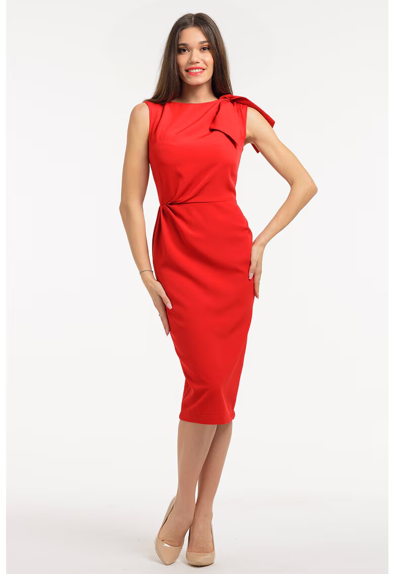 CAMISSI Rochie creion fara maneci - Rosu vermillion