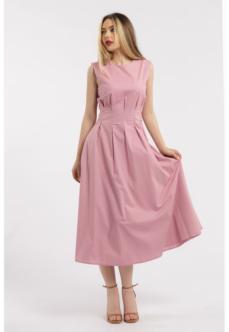 CAMISSI Rochie cu decolteu la baza gatului si buzunare laterale - Roz prafuit