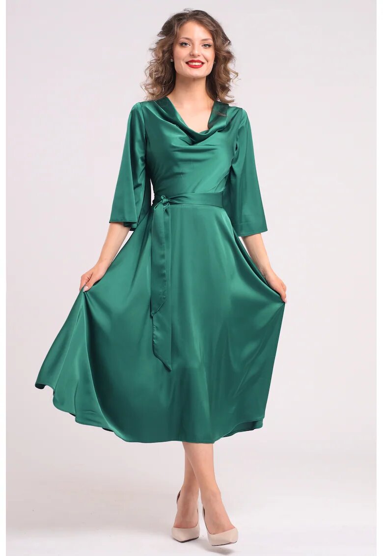 CAMISSI Rochie din satin cu decolteu drapat - Verde