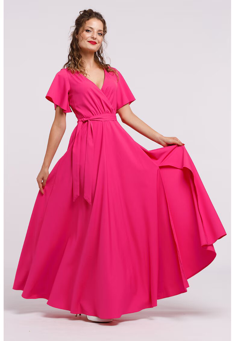 CAMISSI Rochie lunga evazata cu slit lateral la terminatie - Fucsia