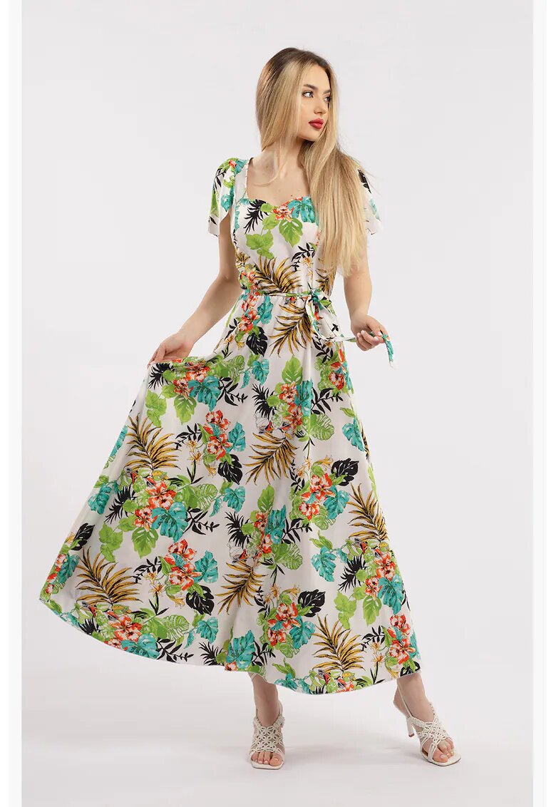CAMISSI Rochie maxi cu croiala in A si model - Multicolor