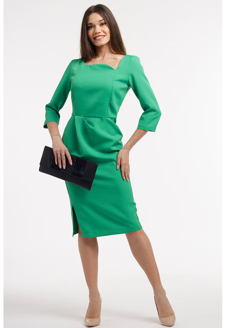 CAMISSI Rochie midi cu slit lateral - Verde