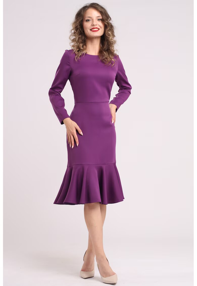 CAMISSI Rochie midi cu terminatie cu volane - Violet