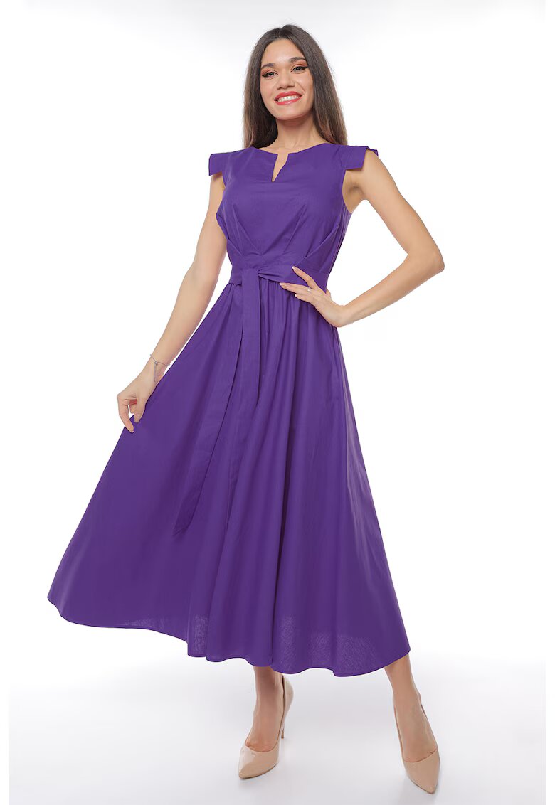 CAMISSI Rochie midi din bumbac cu un cordon - Ametist