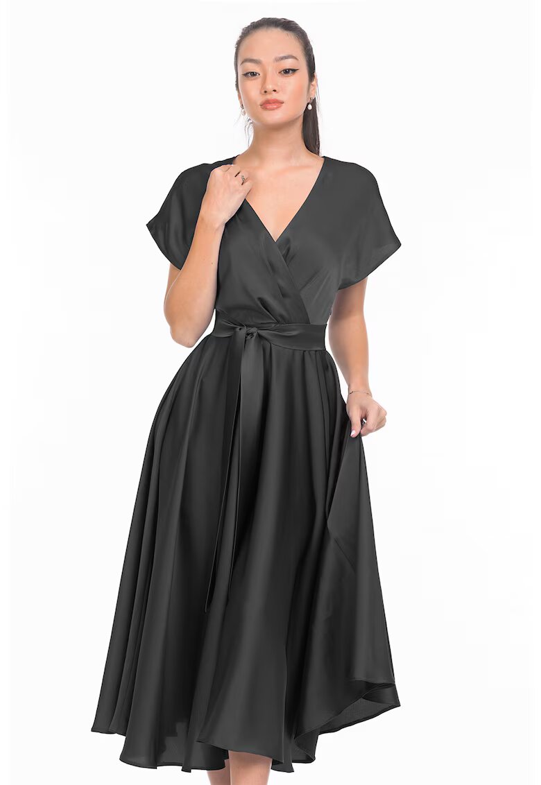 CAMISSI Rochie midi evazata cu aspect satinat