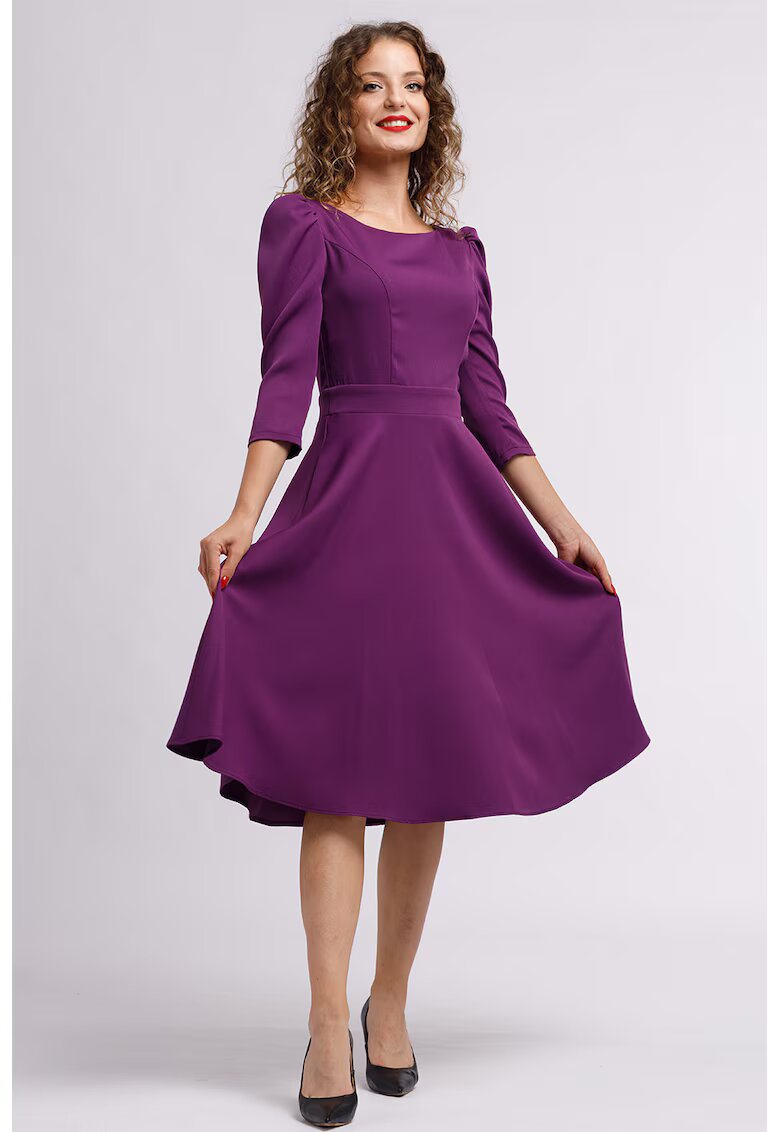 CAMISSI Rochie midi evazata cu fermoar - Violet