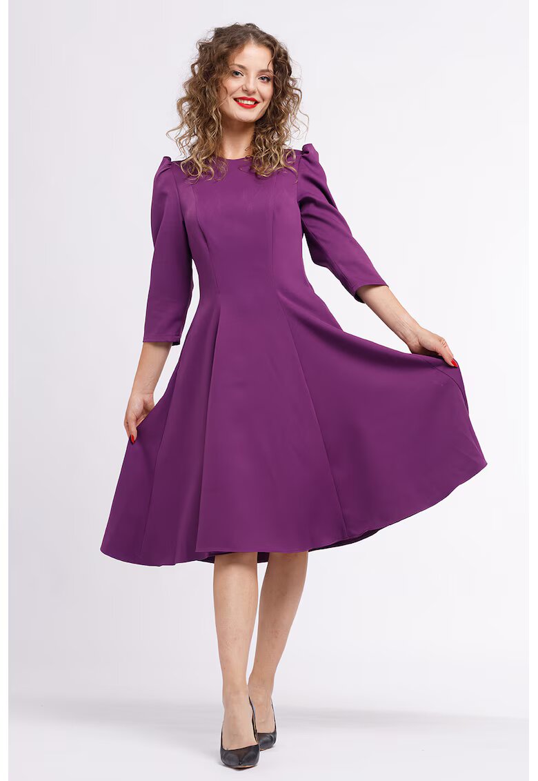 CAMISSI Rochie midi plisata cu buzunare laterale - Violet