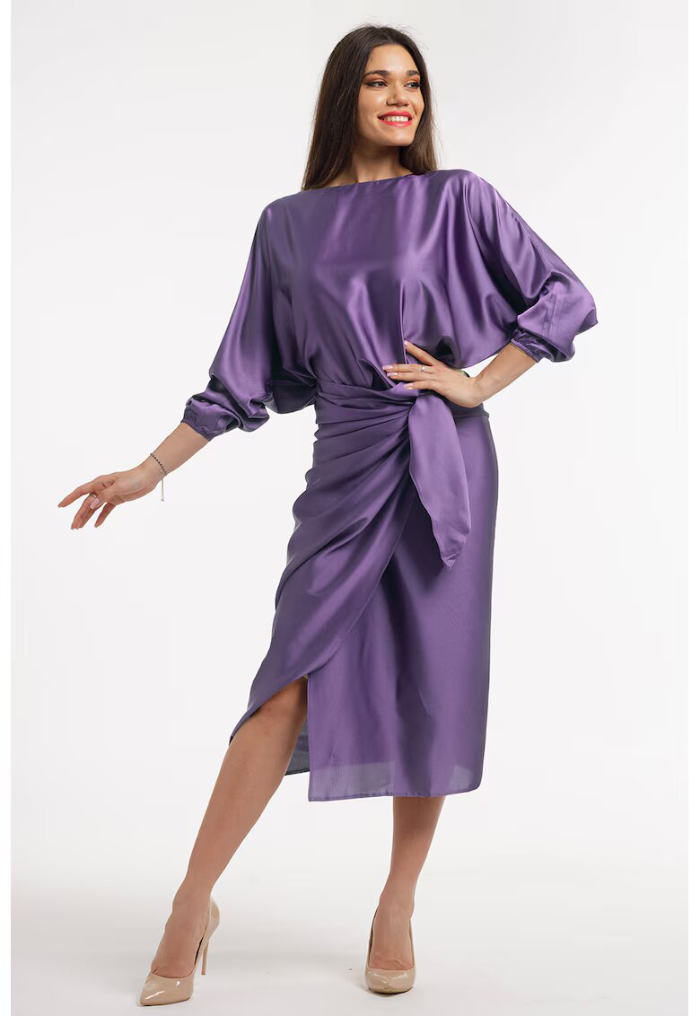 CAMISSI Rochie petrecuta cu slit pe partea din fata - Mov inchis
