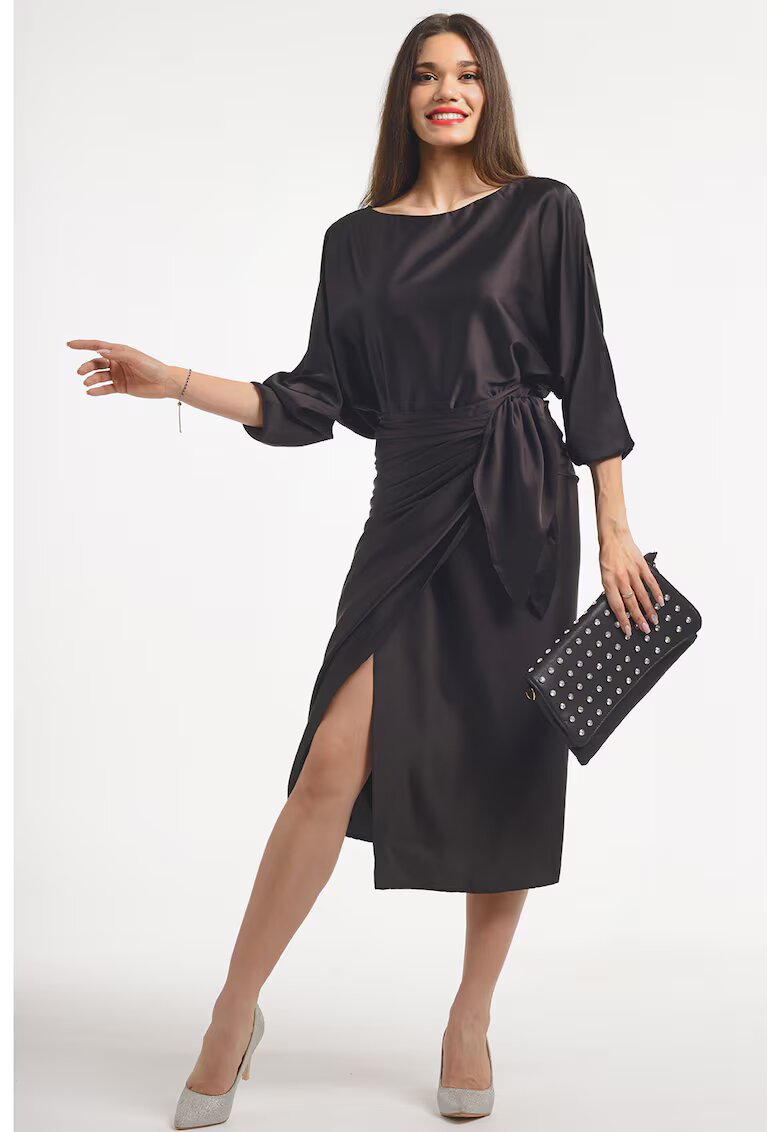 CAMISSI Rochie petrecuta cu slit pe partea din fata - Negru