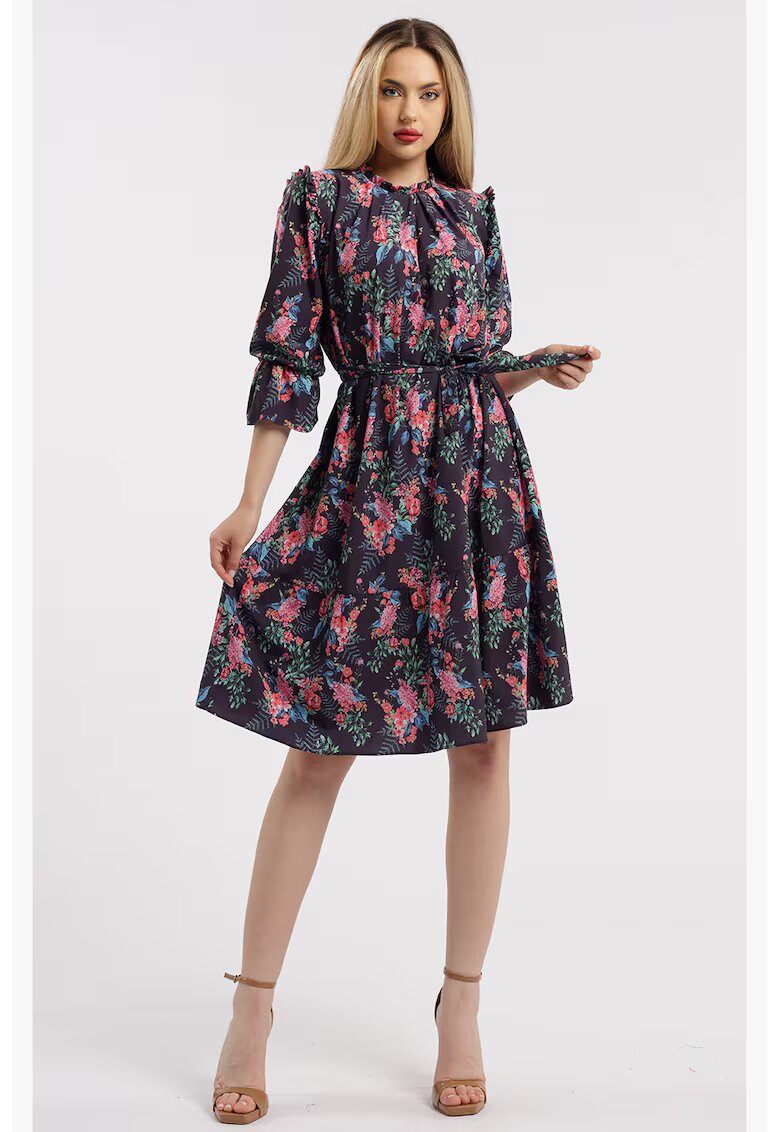 CAMISSI Rochie scurta cu model - Negru/Roz