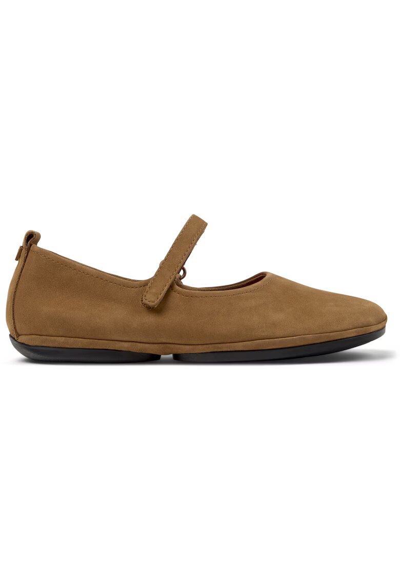 Camper Balerini de piele nabuc cu banda velcro Nina - Maro