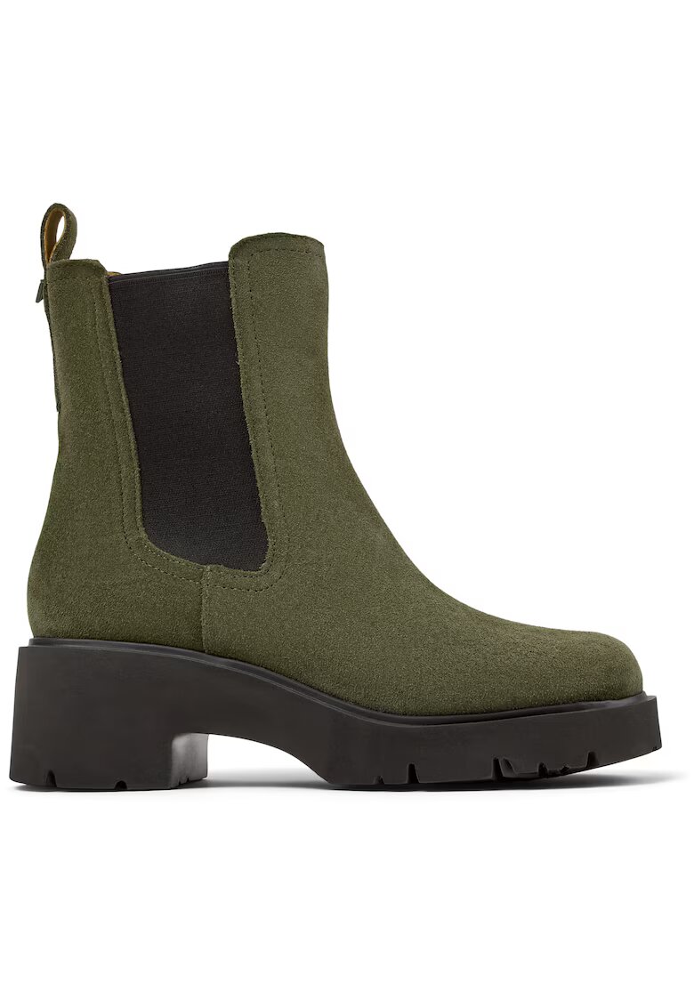 Camper Ghete Chelsea de piele intoarsa cu toc masiv Milah - Verde