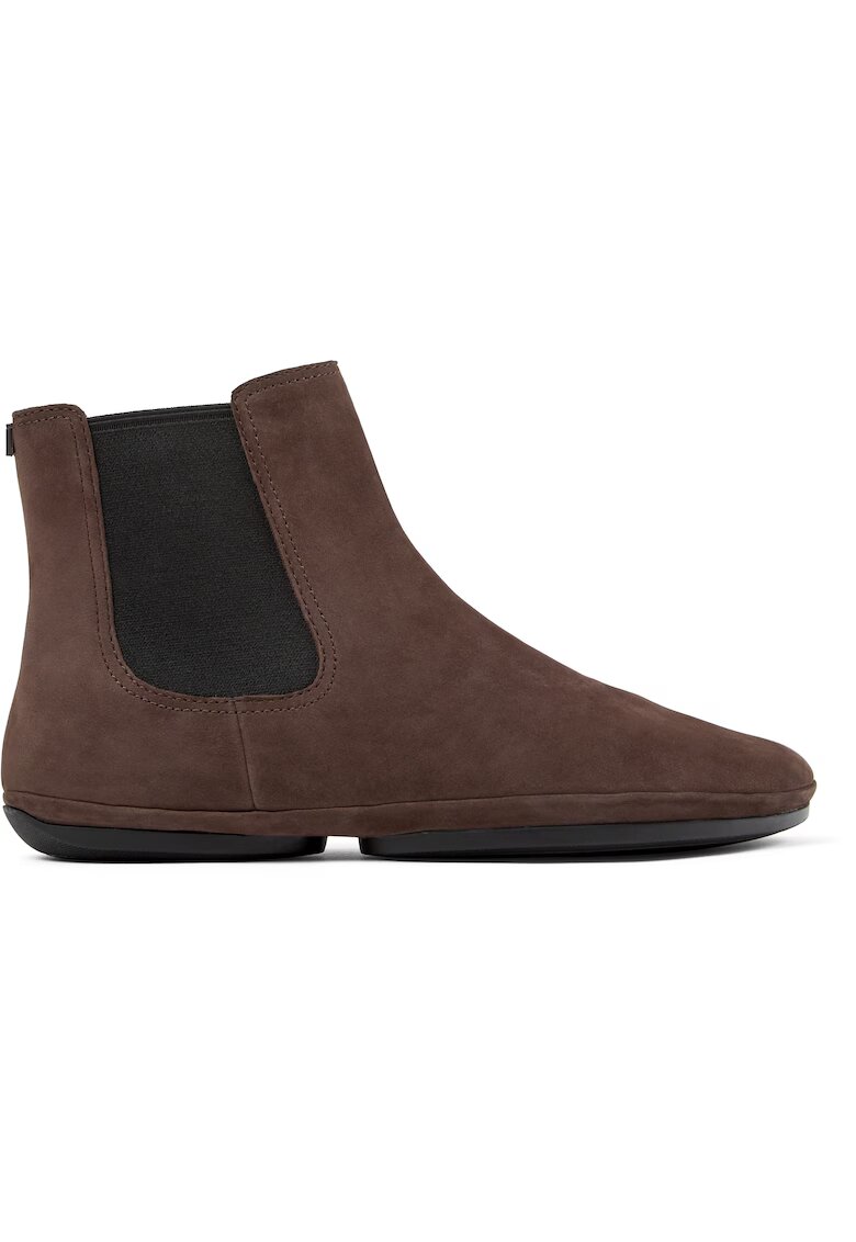 Camper Ghete Chelsea de piele nabuc cu segmente din material textil Right Nina 1315 - Maro inchis