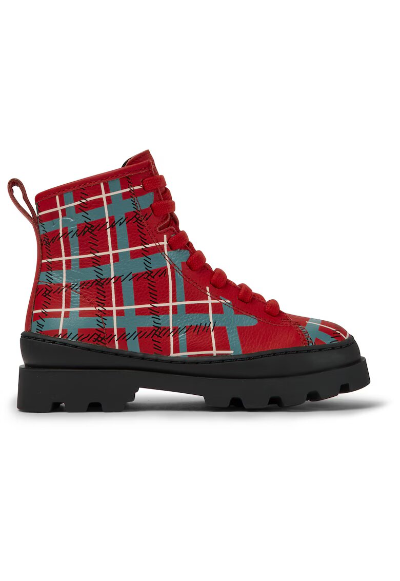 Camper Ghete de piele cu aplicatie logo discreta Brutus 609 - Rosu/Albastru
