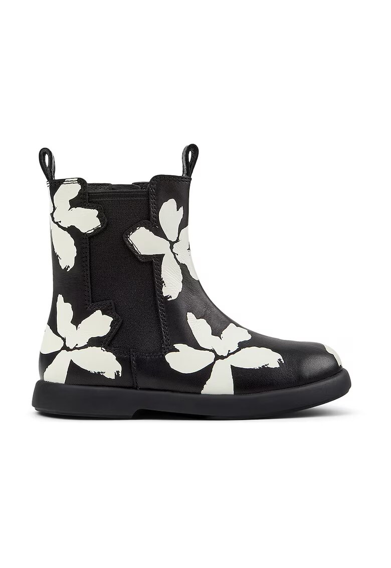 Camper Ghete din piele cu imprimeu floral - Alb/Negru