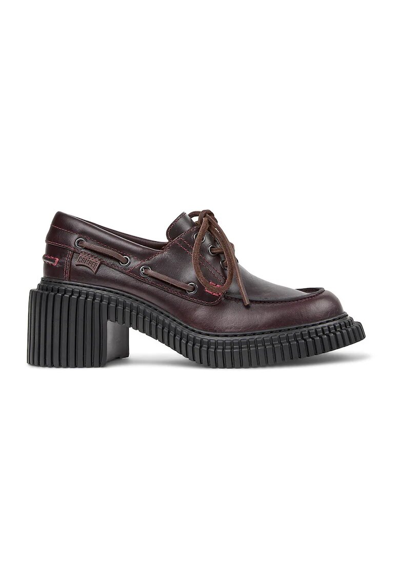 Camper Mocasini din piele cu sireturi - Maro cognac