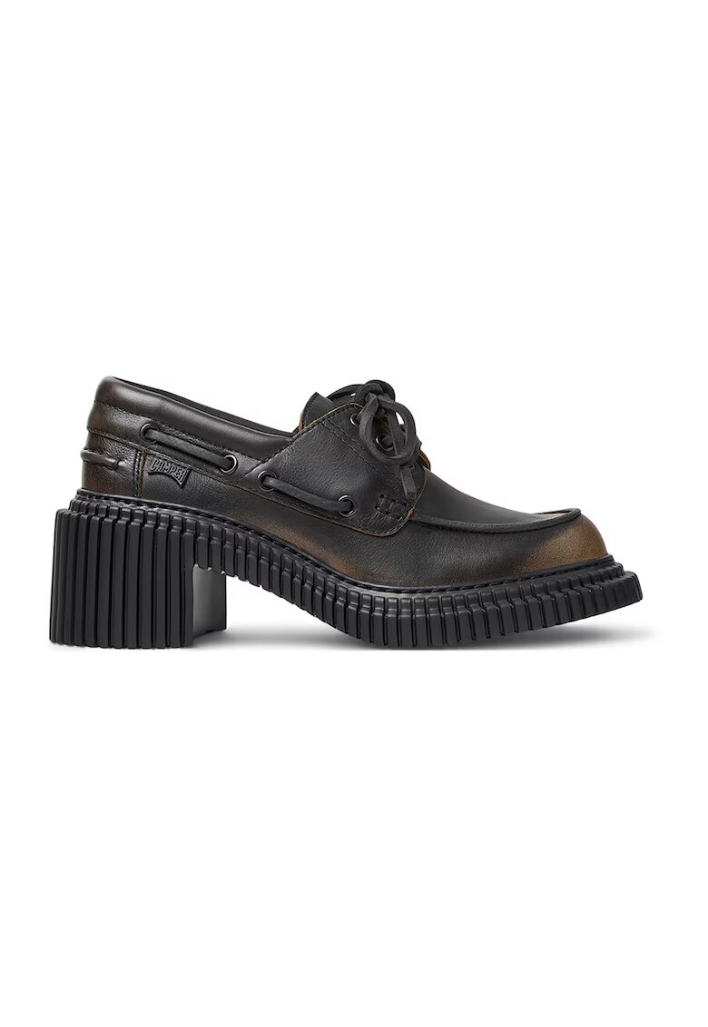Camper Mocasini din piele cu sireturi - Negru/Maro deschis