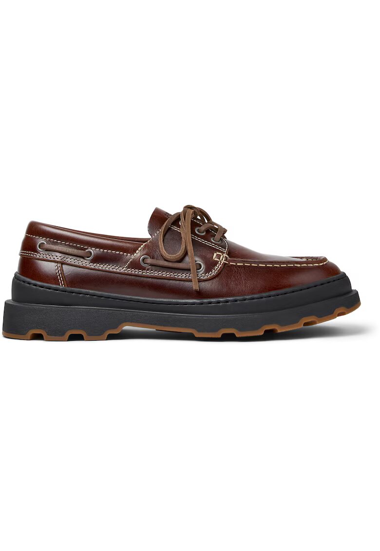 Camper Pantofi boat de piele Brutus+ - Maro