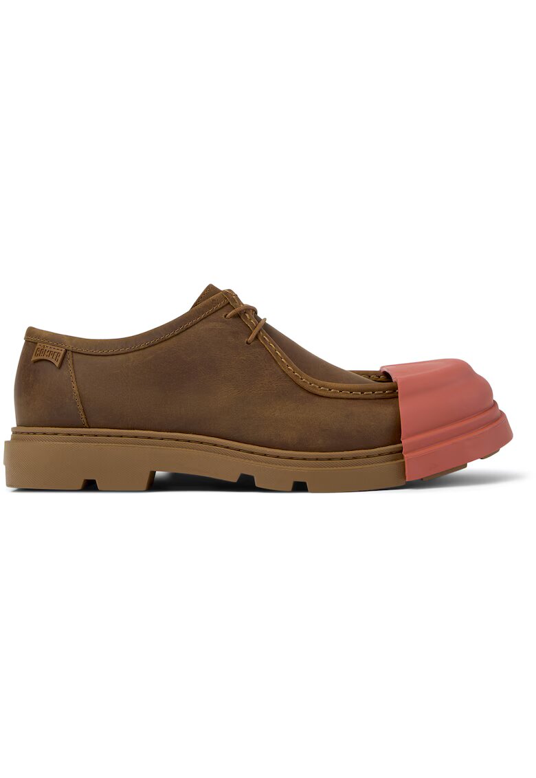 Camper Pantofi boat de piele intoarsa Junction 20621 - Maro deschis/Rosu