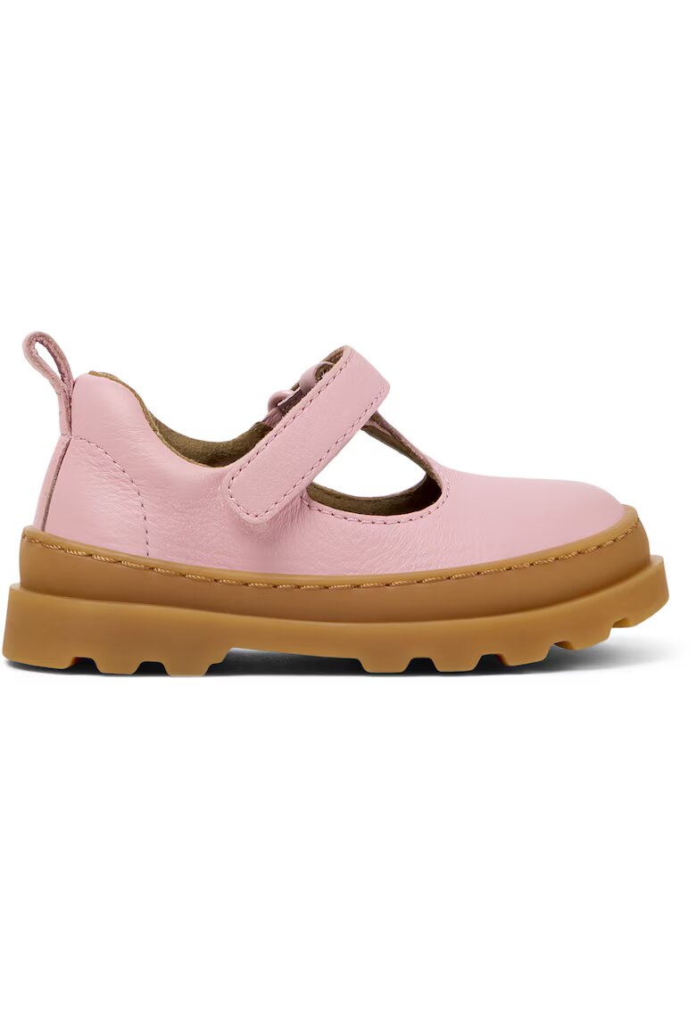 Camper Pantofi de piele cu bareta in T Brutus - Roz pastel