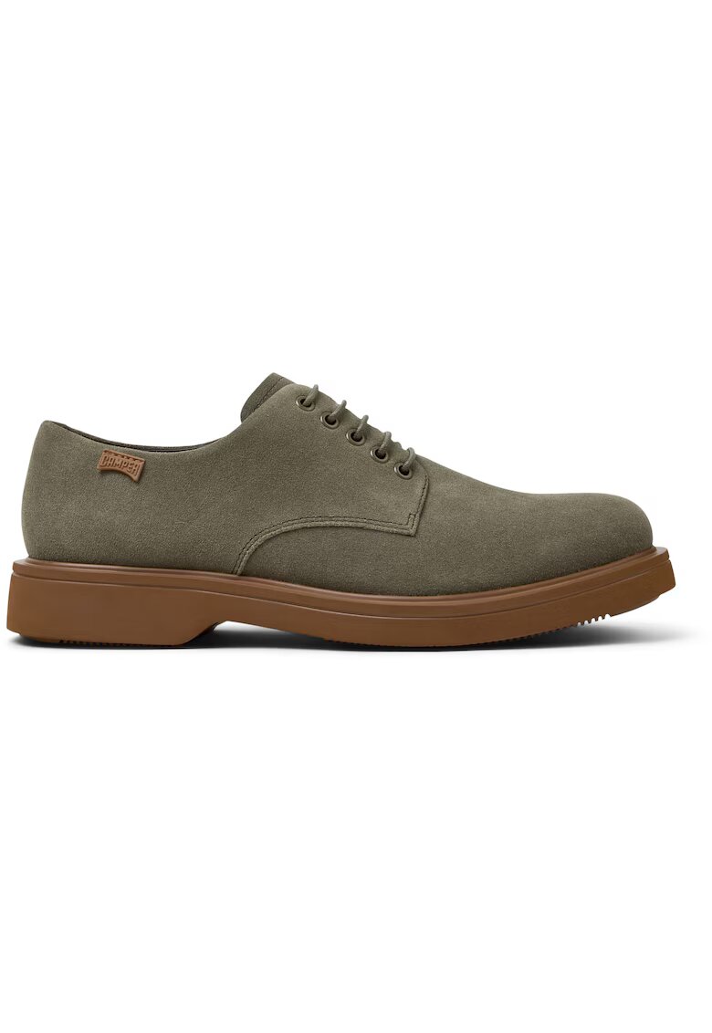 Camper Pantofi de piele intoarsa cu sireturi Norman - Verde masliniu