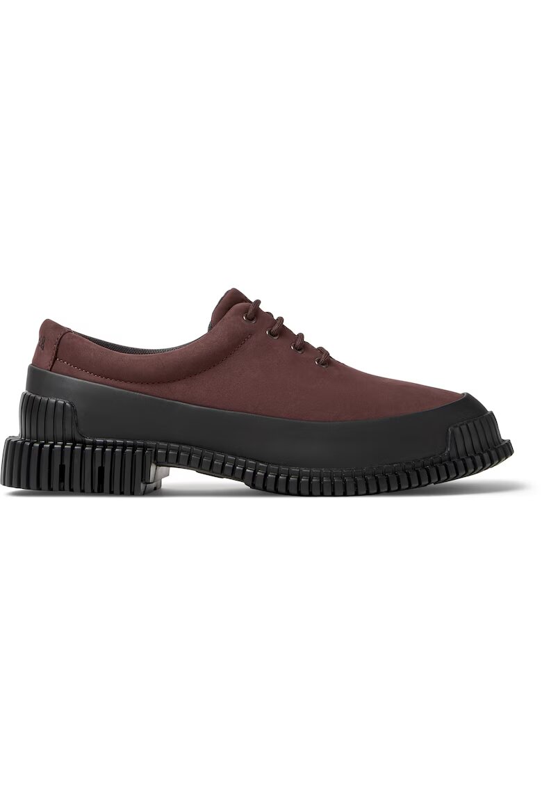 Camper Pantofi de piele nabuc cu toc masiv - Rosu/Negru