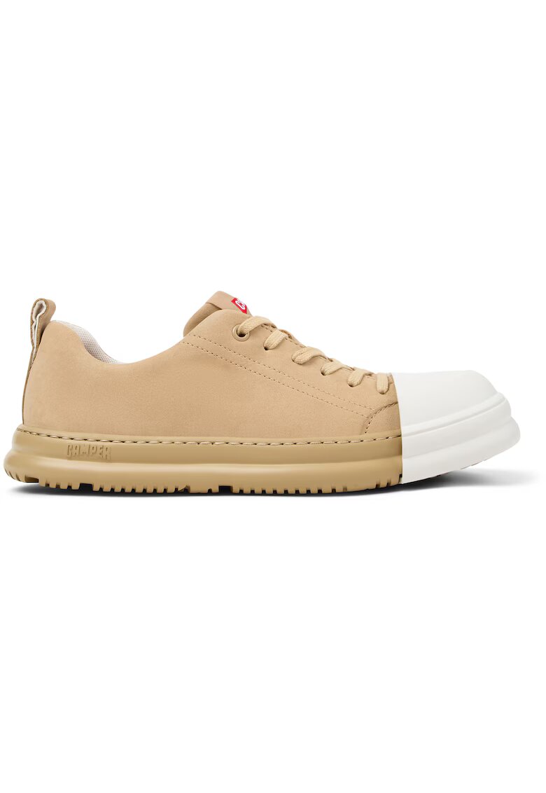 Camper Pantofi de piele nabuc Junction Runner - Alb/Bej