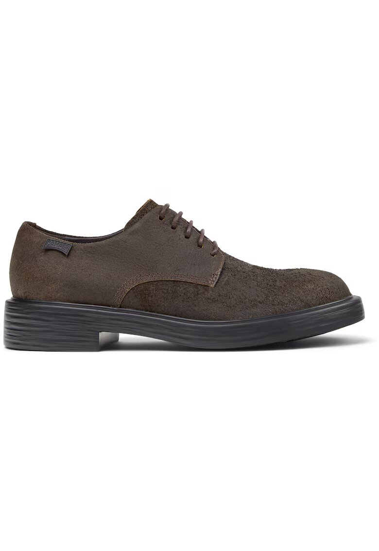 Camper Pantofi derby de piele nabuc Dean - Maro inchis